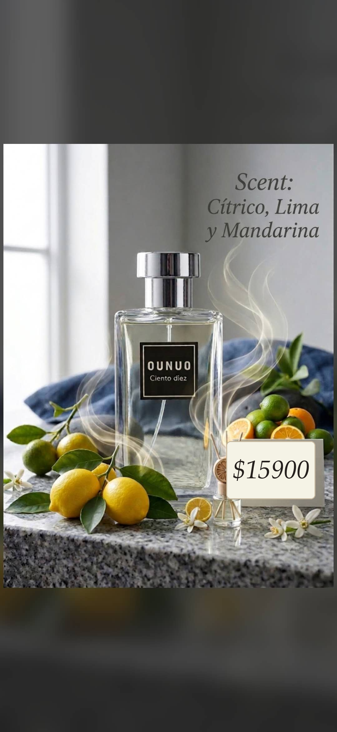 Men's citric perfume display.